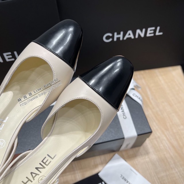 Chanel專櫃經典款女士涼鞋 香奈兒時尚sling back涼鞋平跟鞋6.5cm中跟鞋 dx2566